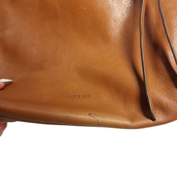Fossil vintage camel tan brown leather crossbody bag small Minimalist - Picture 5 of 7